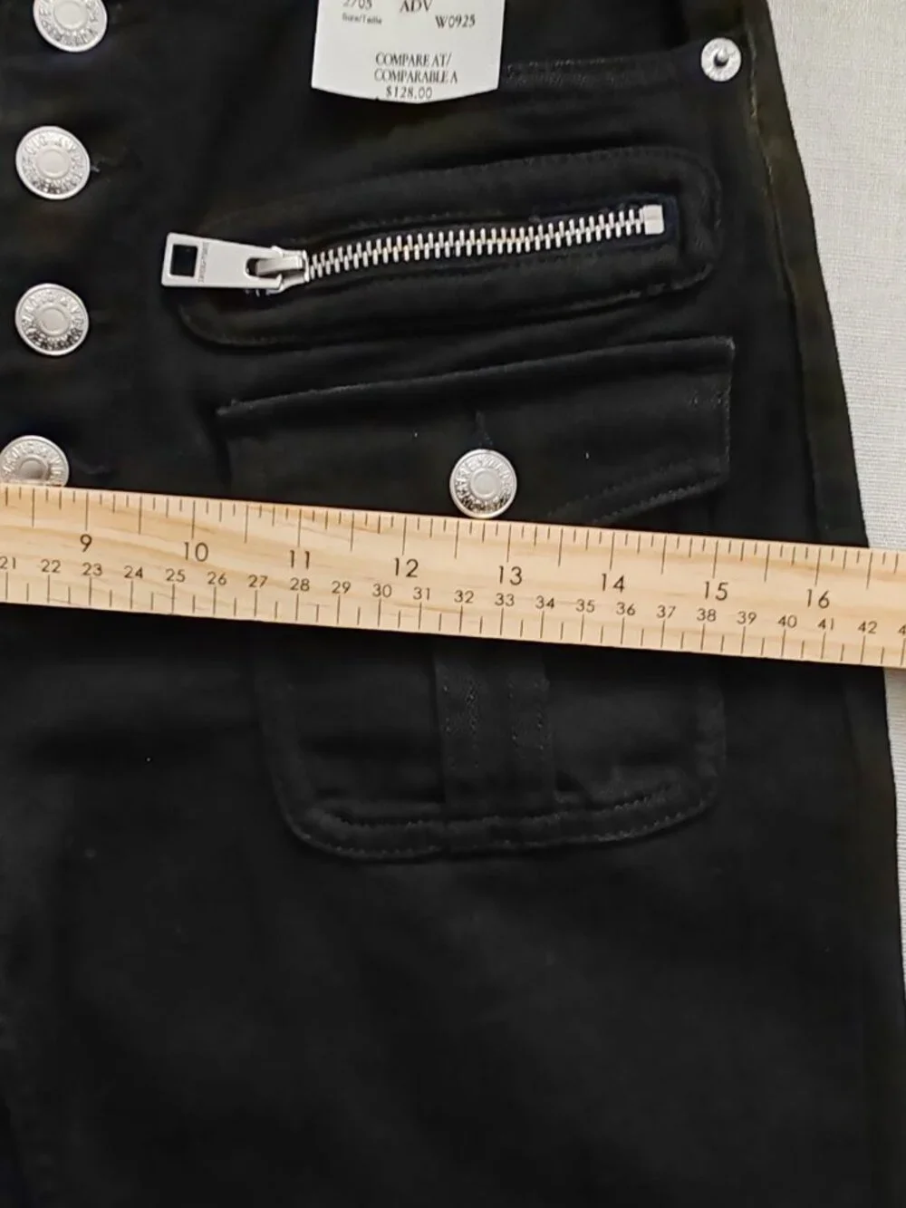 Zadig & Voltaire Eyes Denim Eco Flare Jeans Black Size 26 Cargo Pockets NWT - Picture 8 of 16